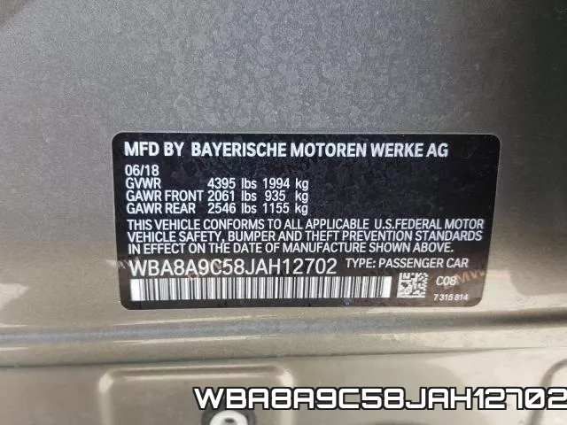WBA8A9C58JAH12702 фото 2