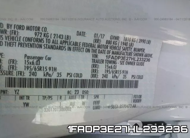 1FADP3E27HL233236 фото 10