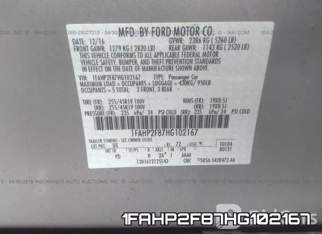 1FAHP2F87HG102167 фото 10
