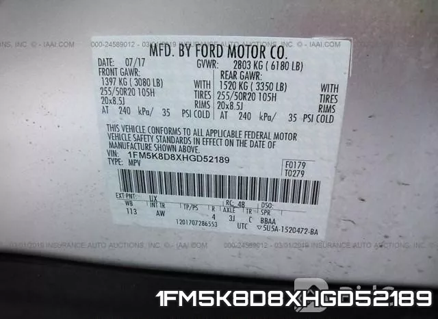 1FM5K8D8XHGD52189 фото 9