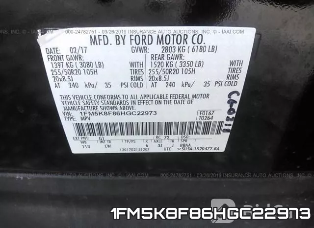 1FM5K8F86HGC22973 фото 10