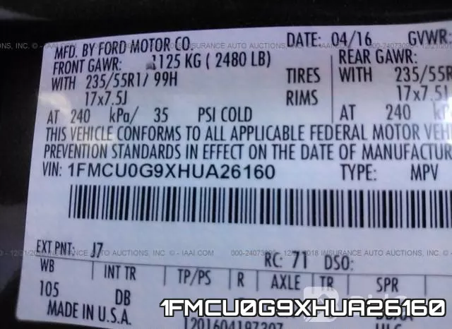 1FMCU0G9XHUA26160 фото 10