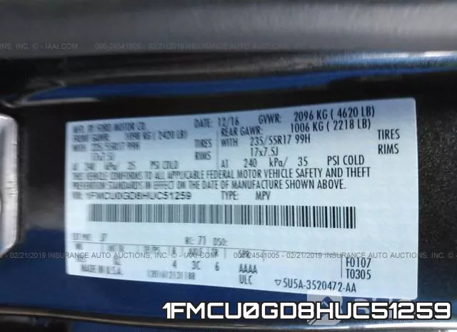 1FMCU0GD8HUC51259 фото 10