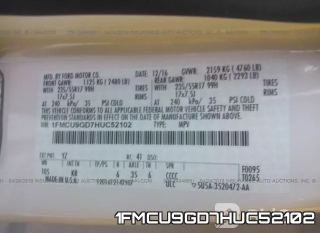 1FMCU9GD7HUC52102 фото 10
