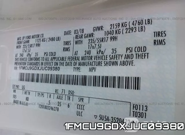 1FMCU9GDXJUC09380 фото 10