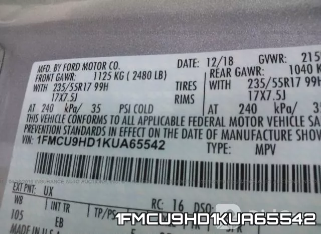 1FMCU9HD1KUA65542 фото 10