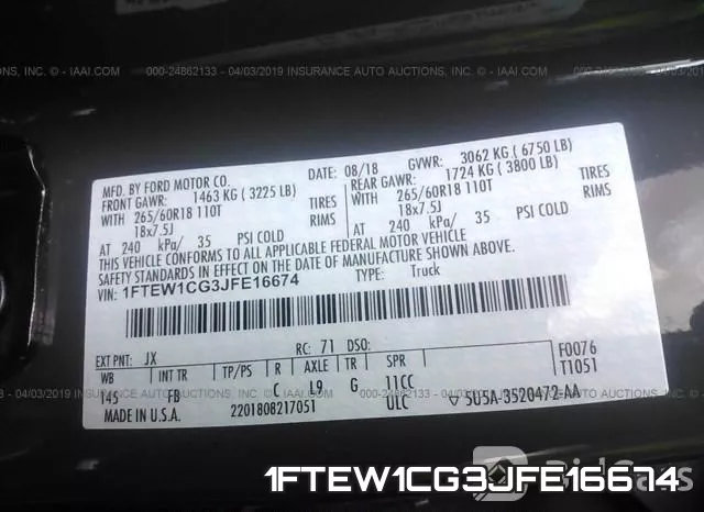 1FTEW1CG3JFE16674 фото 10
