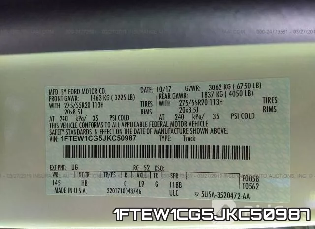 1FTEW1CG5JKC50987 фото 10