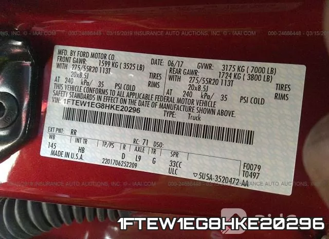 1FTEW1EG8HKE20296 фото 10