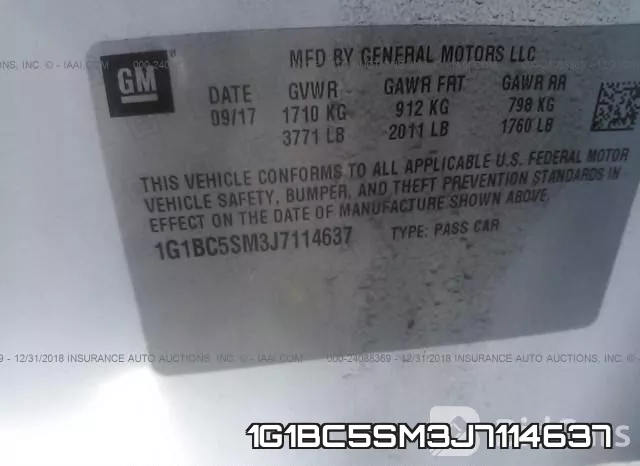 1G1BC5SM3J7114637 фото 10
