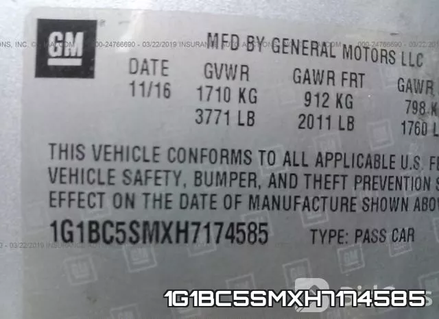 1G1BC5SMXH7174585 фото 10