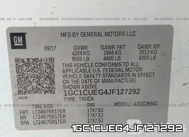 1GC1CUEG4JF127292 фото 10