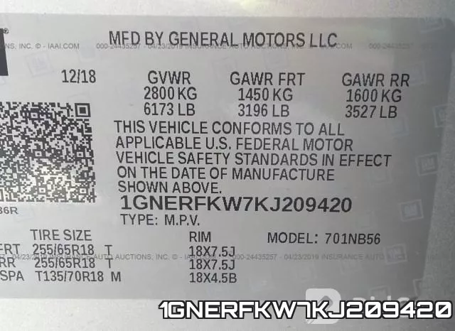 1GNERFKW7KJ209420 фото 10