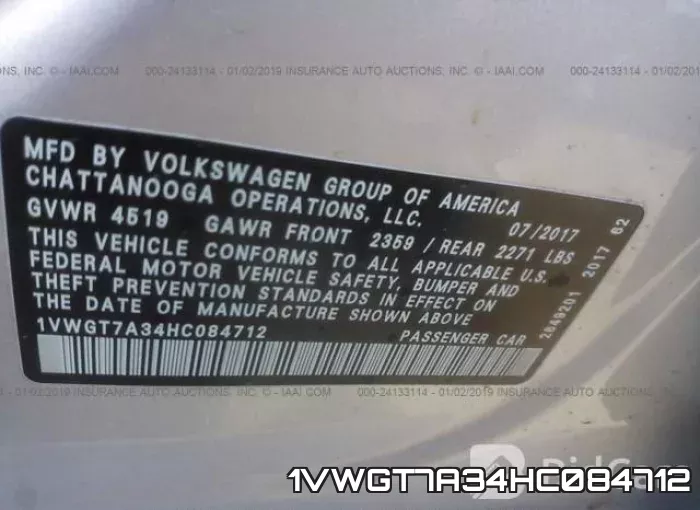 1VWGT7A34HC084712 фото 20