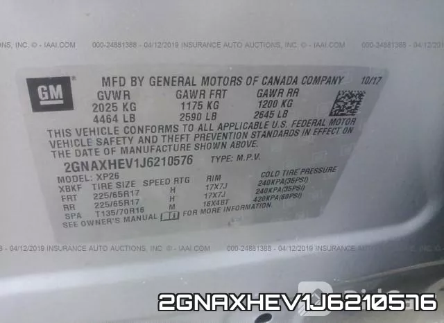 2GNAXHEV1J6210576 фото 10
