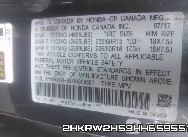2HKRW2H59HH659551 фото 10