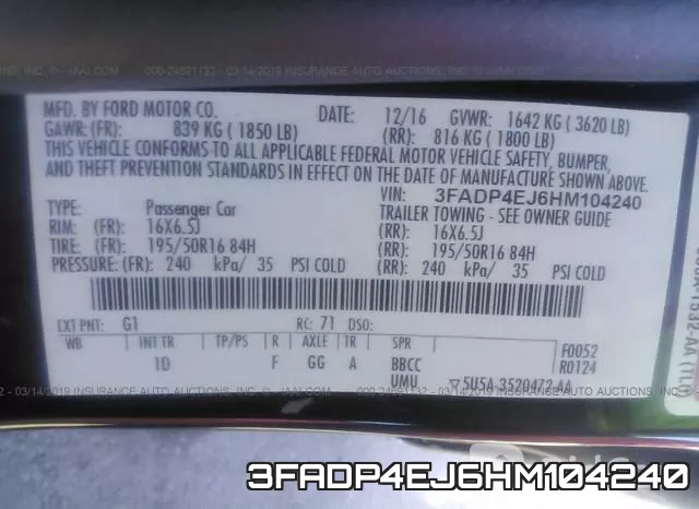 3FADP4EJ6HM104240 фото 10