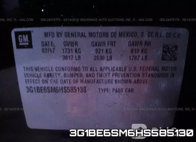3G1BE6SM6HS585130 фото 10