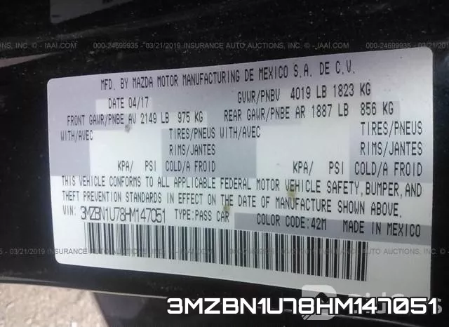 3MZBN1U78HM147051 фото 10