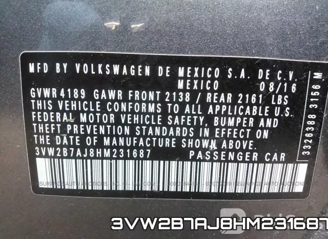 3VW2B7AJ8HM231687 фото 10