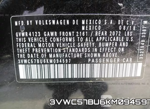 3VWC57BU6KM094597 фото 10