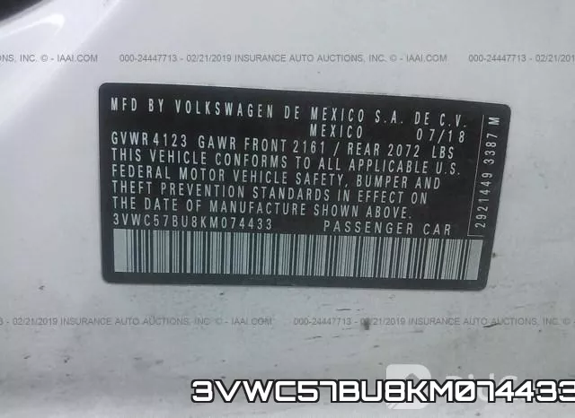 3VWC57BU8KM074433 фото 10