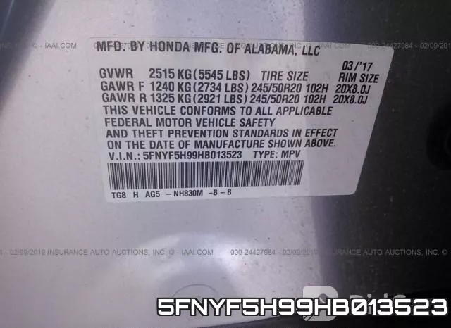 5FNYF5H99HB013523 фото 10