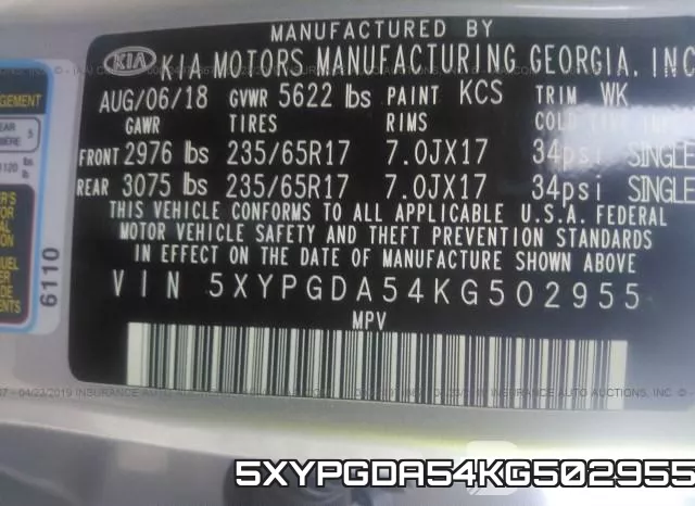 5XYPGDA54KG502955 фото 10
