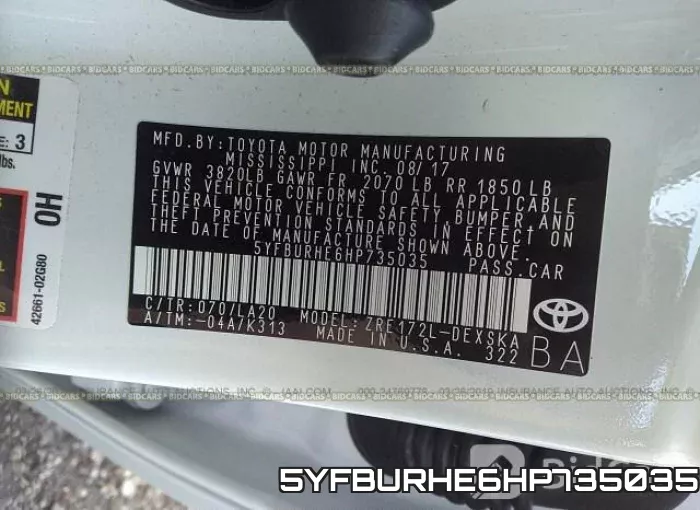 5YFBURHE6HP735035 фото 10