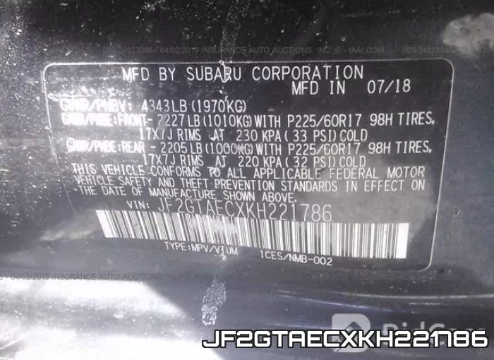 JF2GTAECXKH221786 фото 10