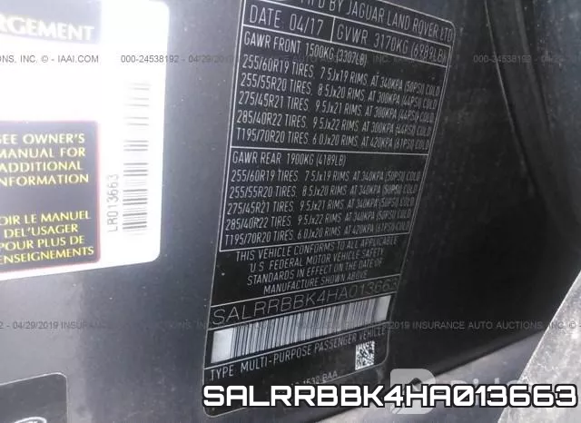 SALRRBBK4HA013663 фото 10