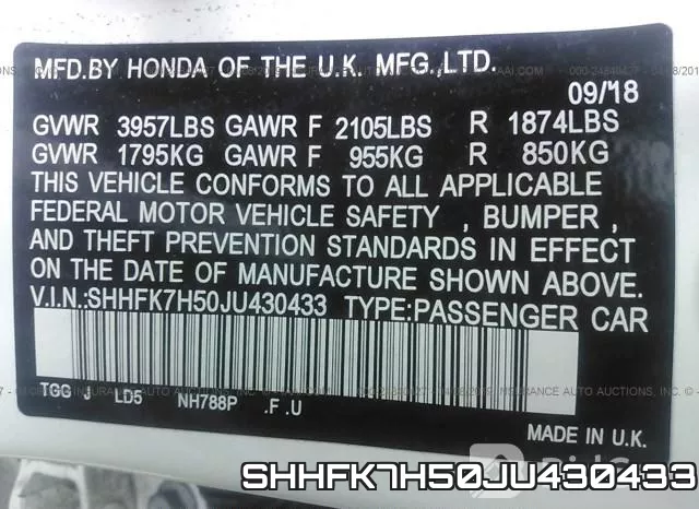 SHHFK7H50JU430433 фото 10