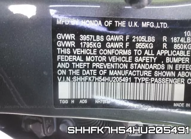 SHHFK7H54HU205491 фото 10