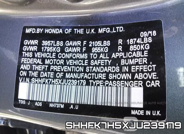 SHHFK7H5XJU239179 фото 10