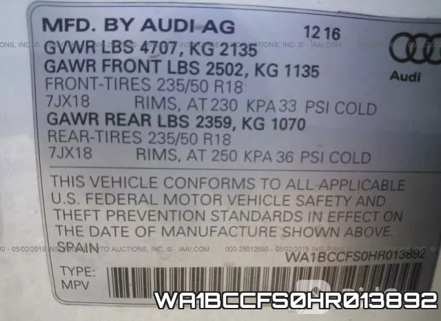 WA1BCCFS0HR013892 фото 10