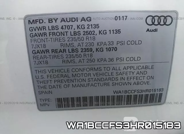 WA1BCCFS3HR015183 фото 10
