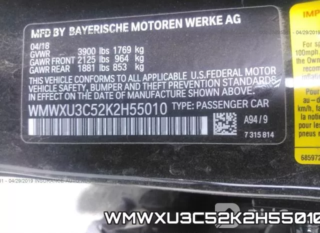 WMWXU3C52K2H55010 фото 9