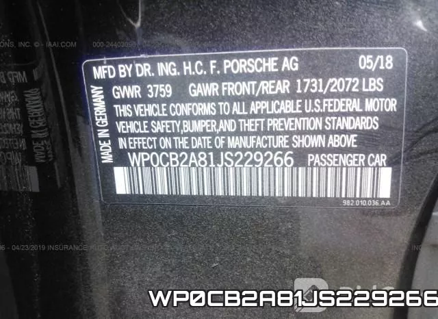 WP0CB2A81JS229266 фото 10