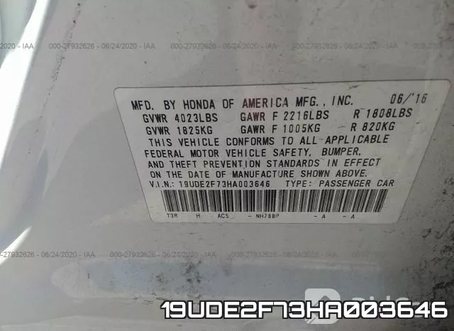 19UDE2F73HA003646 фото 9