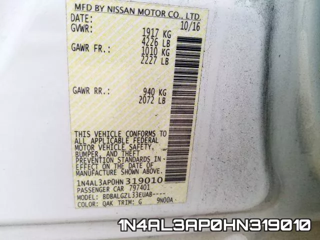 1N4AL3AP0HN319010 фото 2