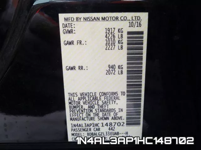 1N4AL3AP1HC148702 фото 2