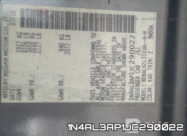 1N4AL3AP1JC290022 фото 10