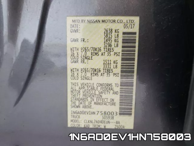 1N6AD0EV1HN758003 фото 2
