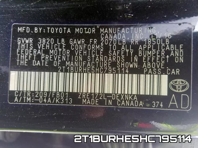 2T1BURHE5HC795114 фото 2
