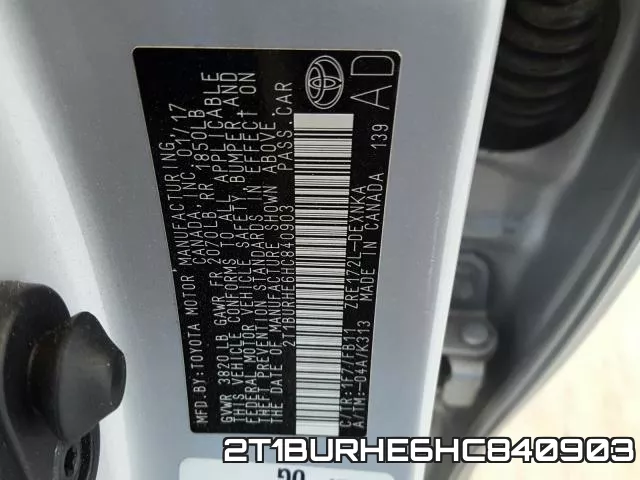 2T1BURHE6HC840903 фото 2