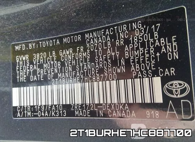 2T1BURHE7HC887700 фото 10