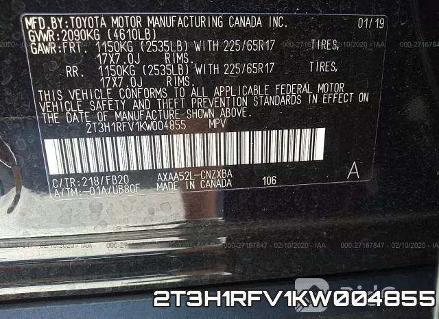 2T3H1RFV1KW004855 фото 10
