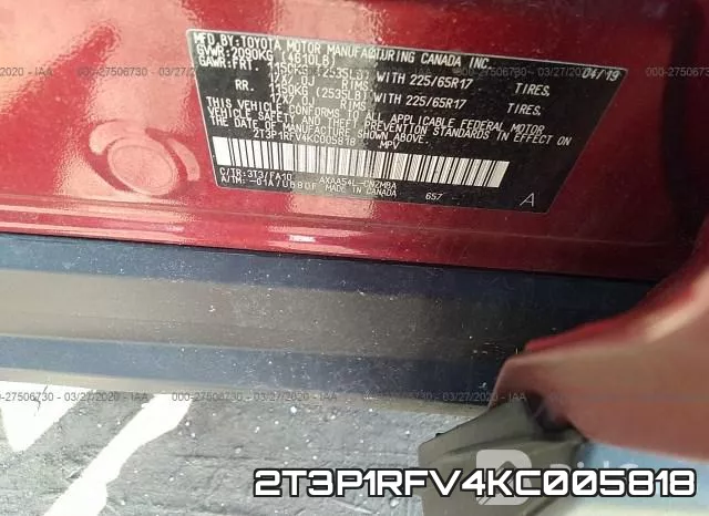 2T3P1RFV4KC005818 фото 10