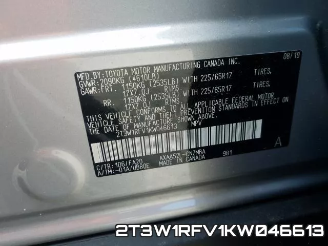 2T3W1RFV1KW046613 фото 2