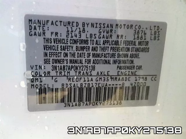 3N1AB7AP0KY275138 фото 2